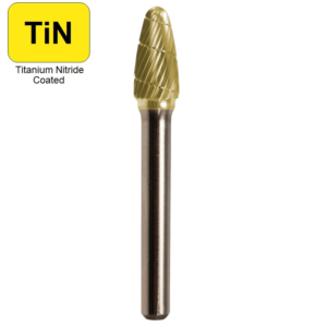 3/8" x 3/4" x 1/4" x 2-1/2", Bench Lathe Burr, Regular Cut, TiN