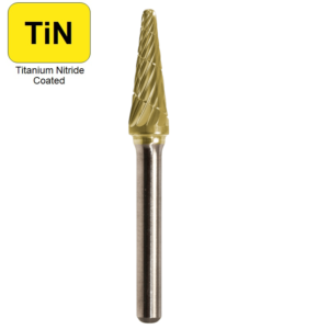 3/8" x 1-1/16" x 1/4" x 2-13/16", Bench Lathe Burr, Regular Cut, TiN