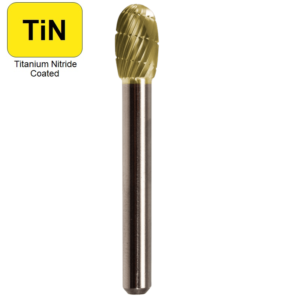 3/8" x 5/8" x 1/4" x 2-3/8", Bench Lathe Burr, Regular Cut, TiN