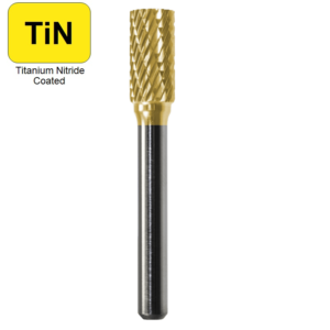3/8" x 3/4" x 1/4" x 2-1/2", Bench Lathe Burr, Coarse Cut, TiN