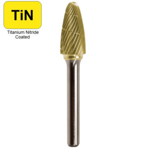 1/2" x 1" x 1/4" x 2-3/4", Bench Lathe Burr, Regular Cut, TiN