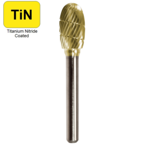 1/2" x 7/8" x 1/4" x 2-5/8", Bench Lathe Burr, Regular Cut, TiN