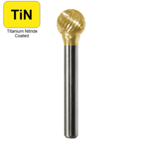 1/2" x 7/16" x 1/4" x 2-1/4", Bench Lathe Burr, Regular Cut, TiN