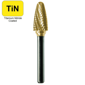 1/2" x 1" x 1/4" x 2-3/4", Bench Lathe Burr, Coarse Cut, TiN