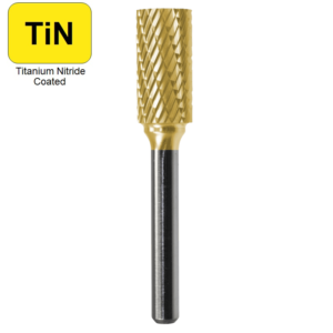 1/2" x 1" x 1/4" x 2-3/4", Bench Lathe Burr, Coarse Cut, TiN