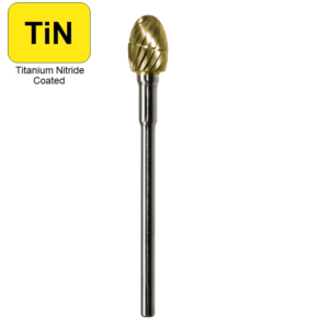 1/4" x 3/8" x .0925" x 1-7/8", Hand Piece Burr, Regular Cut, TiN