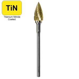 1/4" x 1/2" x .0925" x 2", Hand Piece Burr, Regular Cut, TiN