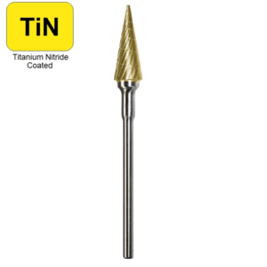 1/4" x 5/8" x .0925" x 2", Hand Piece Burr, Regular Cut, TiN