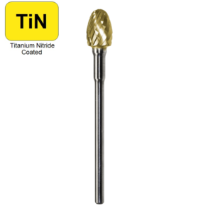 1/4" x 3/8" x .0925" x 1-7/8", Hand Piece Burr, Course Cut, TiN