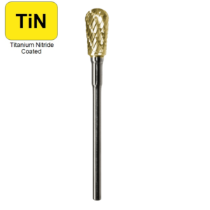 1/4" x 1/2" x .0925" x 2", Hand Piece Burr, Course Cut, TiN