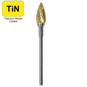 1/4" x 1/2" x .0925" x 2", Hand Piece Burr, Course Cut, TiN