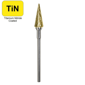 1/4" x 5/8" x .0925" x 2", Hand Piece Burr, Course Cut, TiN