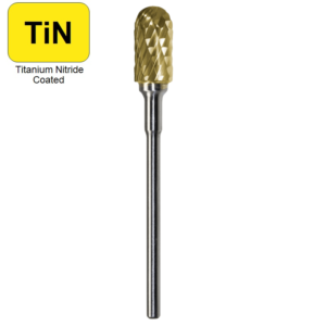 1/4" x 1/2" x .0925" x 2", Hand Piece Burr, Course Cut, TiN