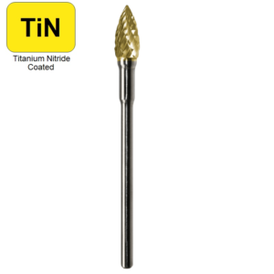 3/16" x 3/8" x .0925" x 1-7/8", Hand Piece Burr, Course Cut, TiN
