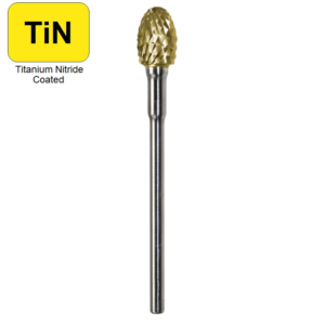 1/4" x 3/8" x .0925" x 1-7/8", Hand Piece Burr, Fine Cut, TiN