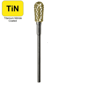 1/4" x 1/2" x .0925" x 2", Hand Piece Burr,  Fine Cut, TiN