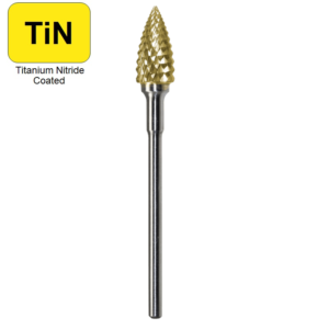 1/4" x 1/2" x .0925" x 2", Hand Piece Burr,  Fine Cut, TiN