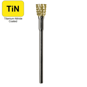 1/4" x 1/4" x .0925" x 1-3/4", Hand Piece Burr,  Fine Cut, TiN