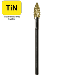 3/16" x 3/8" x .0925" x 1-7/8", Hand Piece Burr,  Fine Cut, TiN