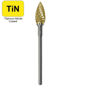 1/4" x 1/2" x .0925" x 2", Hand Piece Burr,  Fine Cut, TiN