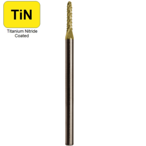 1/16" x 1/4" x .0925 x 1-1/2", Solid Hand Piece Burr, Fine Cut, TiN