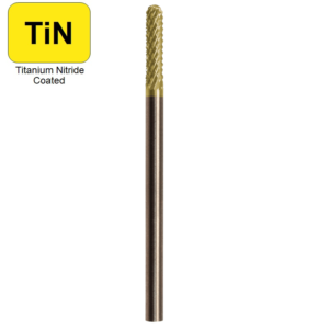 .0925" x 3/8" x .0925" x 1-1/2", Solid Hand Piece Burr, Fine Cut, TiN
