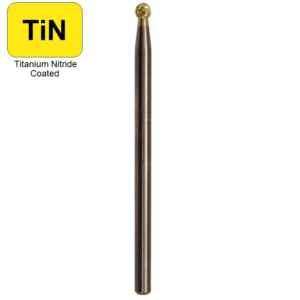 .0925" x .070" x .0925" x 1-1/2", Solid Hand Piece Burr, Fine Cut, TiN