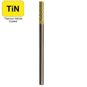 .0925" x 3/8" x .0925" x 1-1/2", Solid Hand Piece Burr, Regular Cut, TiN